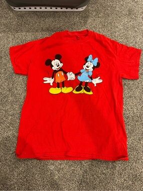 Womens Red Mickey & Minnie Graphic Tee, double sided